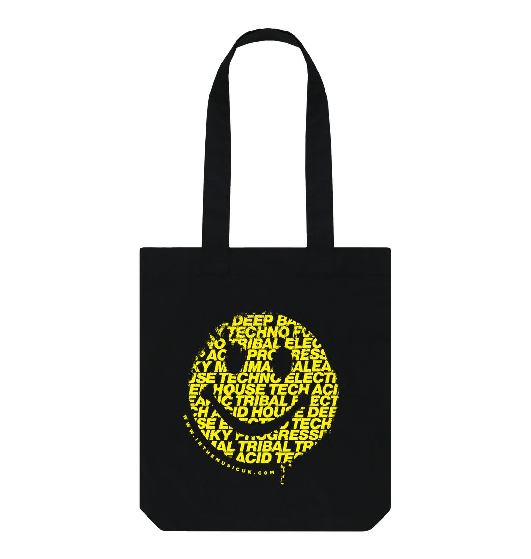 Black Rhythmic Smiles Tote Bag